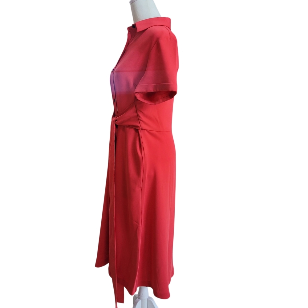 *NWT* J.Jill Elegant Poppy Red Button-Front Belted Shirt Dress Size S - Picture 2 of 9